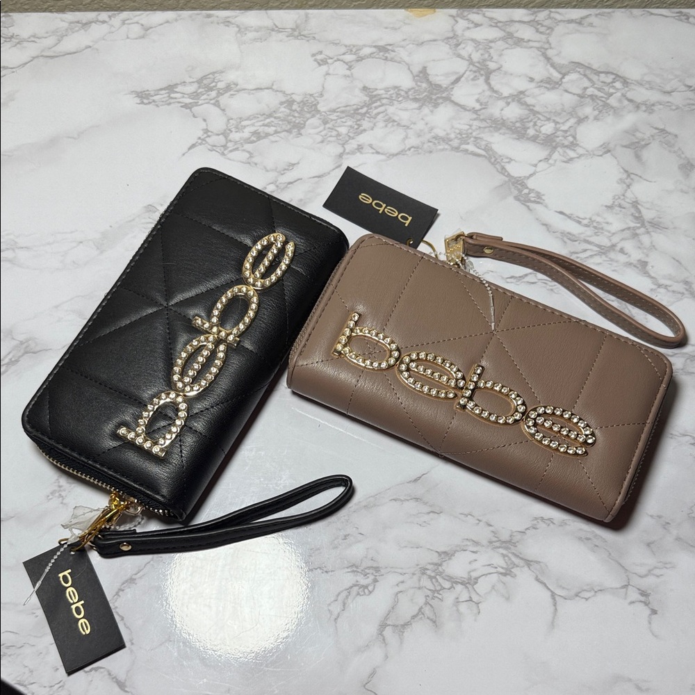 Bebe Quilted Black and Brown Wallets
